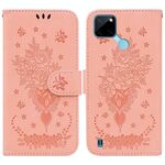 Per Oppo Realme C21Y Butterfly Rose Excreated Leather Phone Case (Pink)