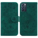 Per Oppo Reno6 5G Butterfly Rose Membrated Leath Phone (Green)