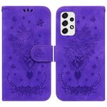 Per Samsung Galaxy A33 5G Butterfly Rose Excreated Leather Phone (Purple)