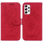 Per Samsung Galaxy A33 5G Custodia per telefono in pelle in rilievo in rilievo a farfalla (rosso)