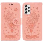 Per Samsung Galaxy A33 5G Case di telefono in pelle in pelle in rilievo a farfalla (rosa)