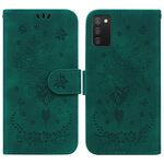 Per Samsung Galaxy A02S Versione USA Butterfly Rose Exmbished Leather Case (verde)