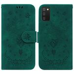 Per Samsung Galaxy A03S Versione USA Butterfly Rose Excreated Leather Case (verde)