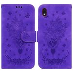 Per Samsung Galaxy A01 Core / M01 Core Butterfly Rose Excreated Leather Case (Purple)