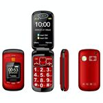 Mafam F899 Flip Phone, 2,4 pollici, 32 MB+32 MB, supporto FM, SOS, GSM, numero di famiglia, tasti grandi, doppia sim (rosso)