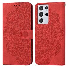 Per Samsung Galaxy S21 Ultra 5G Mandala Flip Leather Case (rosso)