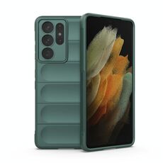 Per Samsung Galaxy S21 Ultra 5G Magic Shield TPU + Flanel Phone Case (verde scuro)