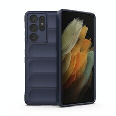 Per Samsung Galaxy S21 Ultra 5G Magic Shield TPU + Flanel Phone Case (blu scuro)