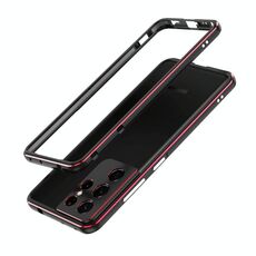 Per Samsung Galaxy S21 Ultra Aurora Series Protector Lens + Metal Frame Protective Telefono (Black Red)