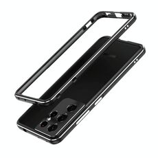 Per Samsung Galaxy S21 Ultra Aurora Series Protettore lente + Telefono in metallo Custodia di protezione (Black Silver)