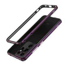 Per Samsung Galaxy S21 Ultra Aurora Series Protettore lente + Telefono in metallo Custodia di protezione (Purpola nera)