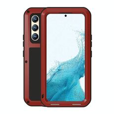 Per Samsung Galaxy S22 Love Mei Metal Shock Affronta Waterproof Dust Protective Telefono con vetro (rosso)