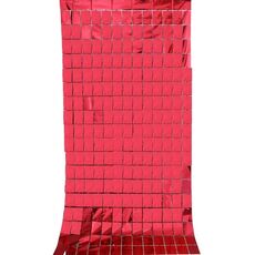 2 pezzi 1x2m quadrati di seta a pioggia tende da porto per la festa di compleanno Decorazione della parete (rosso)