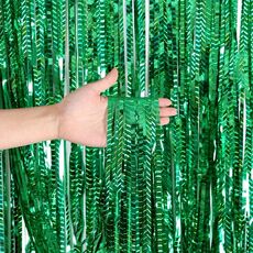 2 pezzi Laser Rain Curtain Birthday Party Background Decorazione della parete, colore: 1m verde