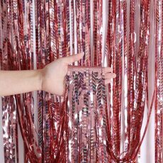 2 pezzi Laser Rain Curtain Birthday Party Background Decorazione della parete, colore: 2m di oro rosa