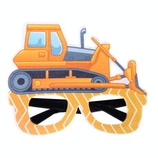 3 pezzi per bambini feste di compleanno OCCHEDI divertenti oggetti di scena fotografica (bulldozer giallo arancione)