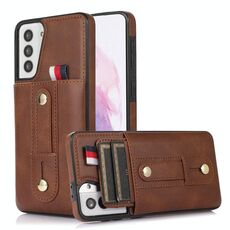 Per Samsung Galaxy S22 5G Custodia per il portafoglio del portafoglio con parete (Brown)