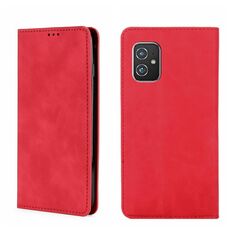 Per Asus Zenfone 8 Skin Feel Magnetic Flip Leth Phone Case (rosso)
