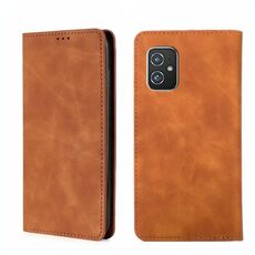 Per Asus Zenfone 8 Skin Feel Magnetic Flip Leather Telefono (marrone chiaro)