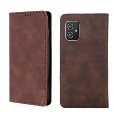 Per Asus Zenfone 8 Skin Feel Magnetic Flip Leather Telefono (marrone scuro)