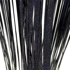 2 pezzi Laser Rain Tinsel Foil Tenda Birthday Party Decoration Wall Wall, dimensioni: 1x1m (nero)