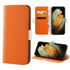 Per Samsung Galaxy S21 Ultra 5G Candy Color Litchi Texture Incelt Leather Case (arancione)