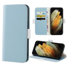Per Samsung Galaxy S21 Ultra 5G Candy Color Litchi Texture Incelt Leather Case (azzurro)