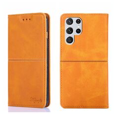 Per Samsung Galaxy S21 Ultra Cow Texture Magnetic Orizzontale Flip Pelle Telefono (marrone chiaro)