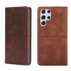 Per Samsung Galaxy S21 Ultra Trant Texture Magnetic Orizzontale Flip Leather Case (marrone scuro)