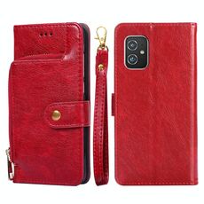 Per Asus Zenfone 8 zs590ks con cerniera con cerniera PU + TPU Flip Leather Case (rosso)