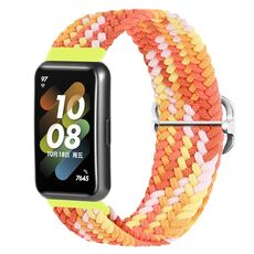 Per Huawei Band 7 Nylon Braidd Buckle Watch Band (Colorful Orange)