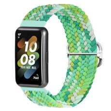 Per Huawei Band 7 Nylon Braidd Buckle Watch Band (Colorful Green)
