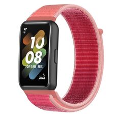 Per Huawei Band 7 Nylon Loop Buckle Watch Band (Melograno Red)