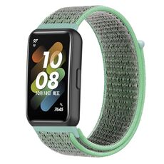 Per Huawei Band 7 Nylon Loop Buckle Watch Band (Blue Sea Green)