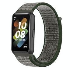 Per Huawei Band 7 Nylon Loop Buckle Watch Band (Deep Olive)