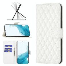 Per Samsung Galaxy S22 5G Diamond Lattice Wallet Flip Telefono (bianco)