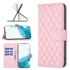Per Samsung Galaxy S22 5G Diamond Lattice Wallet Flip Telefono (Pink)