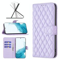 Per Samsung Galaxy S22 5G Diamond Lattice Wallet Flip Phone Case (Purple)