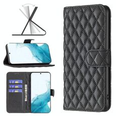 Per Samsung Galaxy S22 5G Diamond Lattice Wallet Flip Telefono (nero)