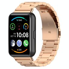 Per Huawei Watch Fit 2 Cinturino in acciaio inossidabile con tre perline (oro rosa)