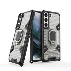 Per Samsung Galaxy S22 5G Space PC + TPU Cassa del telefono protettiva porta anello (grigio)