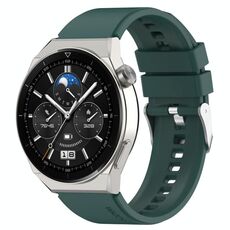 Per Huawei Watch GT2 Pro / GT2e 22mm Cinturino in silicone con testa sporgente Fibbia argento (verde scuro)