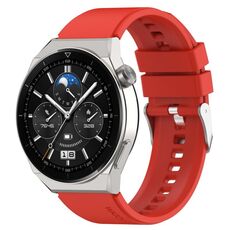 For Honor Watch GS Pro 22mm Cinturino in silicone con testa sporgente Fibbia argentata (rosso)