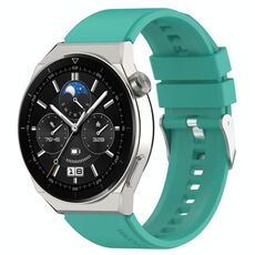 Per Huawei Watch GT3 42mm 20mm Cinturino in silicone con testa sporgente Fibbia argento (verde acqua)