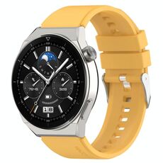 Per Huawei Watch GT3 42mm 20mm Cinturino in silicone con testa sporgente Fibbia argento (giallo)