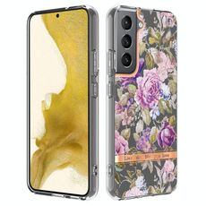 Per Samsung Galaxy S22 Fiori e piante serie IMD TPU Case TPU (Peonia viola)
