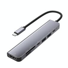 UC902 7-IN 1 Multi-funzione HDMI + SD / TF + USB x 2 + Type-C + PD a USB-C / Type-C Hub in lega di alluminio
