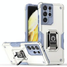 Per Samsung Galaxy S21 Ultra 5G Ring Holder Portabicchiere antiscivolo Cassa del telefono (Bianco)