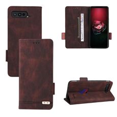 Per ASUS ROG Phone 5 Custodia per cellulare magnetica in pelle (marrone)