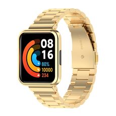 Banda per orologi in acciaio a tre perline per Xiaomi Redmi Watch 2 Lite International versione (Gold)